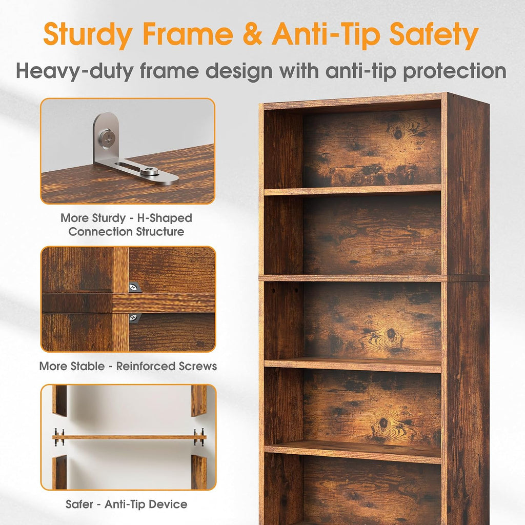Sweetcrispy 5 Shelf Bookcase Open Display Bookshelf Storage Organizer