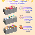 Extra Large Toy Box with Lids, Large Storage Chest Organizer, 40"x14"x16" | Collapsible Sturdy Kids Toy Chest Bins with Dividers for Boys Girls, Nursery Bedroom Playroom Organization, Gray