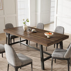 Garvee Industrial Dining Table for 6-8, 70.87" Heavy Duty Rectangular Kitchen Table with 2"×2" Metal Legs & Wood Top, Large Dining Table for Home Office, Dining Room, Brown.