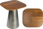 JONATHAN Y Skye Industrial Solid Mango Wood Square End Table with Tapered Metal Pedestal Base, 18" Accent Side Table or Nightstand for Living Room, Bedroom, Honey Wood/Oxidized Nickel END5000A