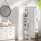 Kitchen Pantry Cabinet, 72" Tall White Metal Storage Cabinet, Kitchen Storage with 2 Doors and 5 Adjustable Shelves, Freestanding Cupboard for Living, Dining Room and Bathroom,Assemble Required