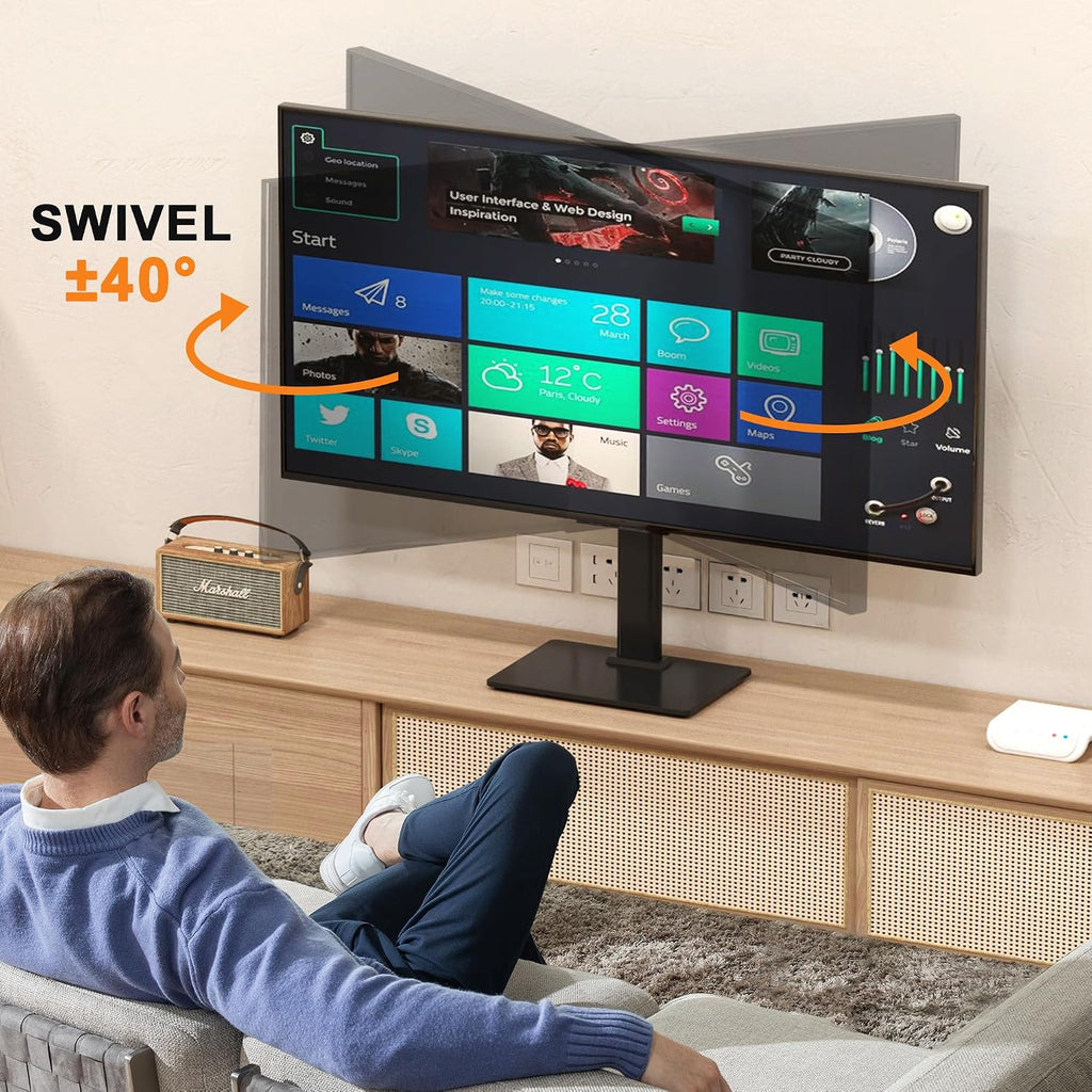 XINLEI Universal Swivel TV Stand Base Table Top TV Stand for 17-43 Inch TVs Height Adjustable Monitor Mount Stand, Holds up to 88lbs, Max VESA 200x200mm, TS205