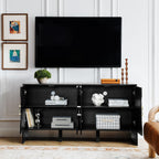 LKTART 60" Black Sideboard Buffet Cabinet,Modern Accent Credenza Storage Cabinet with 4 Doors,Media Console Table for Living Room Entryway