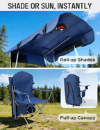 East Oak Camping Chair with Canopy & Fan, 25" High Back Canopy Chair with Powerful & Quiet USB Fan (Battery Not Included), 330 lbs Heavy Duty Beach Chair with Canopy Shade