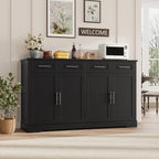 HOSTACK 60" W Sideboard Buffet Cabinet with Storage, Kitchen Cabinet, Black