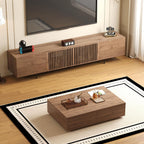 Mid-Century Modern TV Stand and Expandable Coffee Table Set | Walnut Finish, Stylish Storage Combo for Living Room or Bedroom