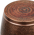 happimess SSL2003A Jasper 15" Modern Rustic Arrow-Hammered Metal Drum Storage Side Table with Lid, End Table for Decoration in Living Room, Bedroom, Bathroom, Antique Copper