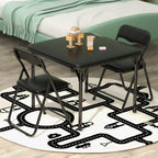 Kids Folding Table and Chairs Set 3-Piece PU Padded No Assembly | Fold-Flat Design + No Assembly + PU Padded Comfort – A Perfect Space-Saving Activity Set for Kids Ages 2-8