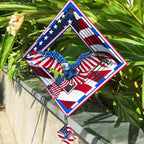 Eagle Wind Spinners for Yard and Garden,Wind Spinner Hanging,3D Metal Wind Catchers,12in American Flag Kinetic Spinner,Fourth of July Independence Day Party Decorations for Indoor Outdoor(Rhombus)