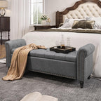 FiveWillowise 55" Bedroom Bench, End of Bed Bench with Storage, Grey