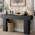 63 Inch Long Console Table for Entryway, Farmhouse Wood Rectangular Sofa Table Behind Couch Table, Narrow Entryway Table for Living Room, Entrance, Hallway, Foyer, Easy Assembly (Charcoal Black)
