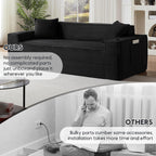 Sectional Sofa 3 Piece Set with Cup Holders & Side Pockets, Modern Corduroy Fabric Deep Seat Cloud Couch Living Room, Office, No Assembly (Black)