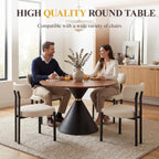 HNY Round Dining Table, 37.5" Modern Coffee Table with Walnut Inlay Tabletop & Matte Black Hourglass Base, Small Accent Table Compact Tables for Living Room, Bedroom, Balcony, Small Space