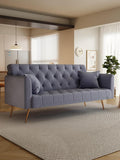 Small Space Solution: 71-inch Grey Velvet Convertible Love Seat