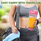 Pink Portable Blender - 270W USB Rechargeable, 20 oz BPA-Free Cup & Travel Lid for Shakes & Smoothies
