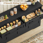 usikey 55" Buffet Cabinet with Storage and Drawers, Large Sideboard Buffet Cabinet with Adjustable Shelves and Doors, Modern Coffee Bar for Kitchen, Living Room, Black
