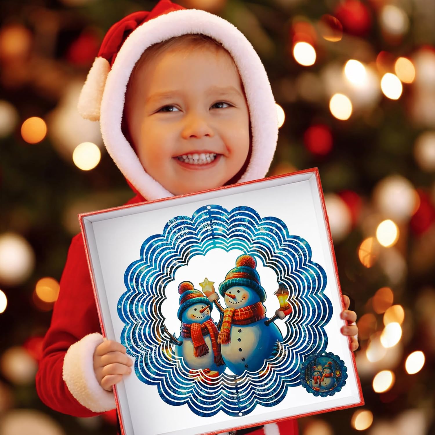 3D Snowman Wind Spinners for Yard and Garden Christmas Decor 12 Inch Outdoor Metal Stainless Steel Wind Spinner Unique Gift Xmas Wind Sculptures