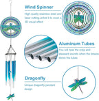 TUOKING Wind Chimes for Outside 3D Dragonfly Wind Spinner Windchimes Hanging Decoration for Outdoor Yard Garden Patio, Unique Gift for Mom,Women,Chimes Lovers