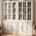 80" Modular Kitchen Pantry Cabinet, 2-in-1 Freestanding Tall Pantry Cabinet with Glass Doors & Adjustable Shelves, Large Hutch Storage Cabinet for Kitchen & Living Room (2, White, 6 Doors)