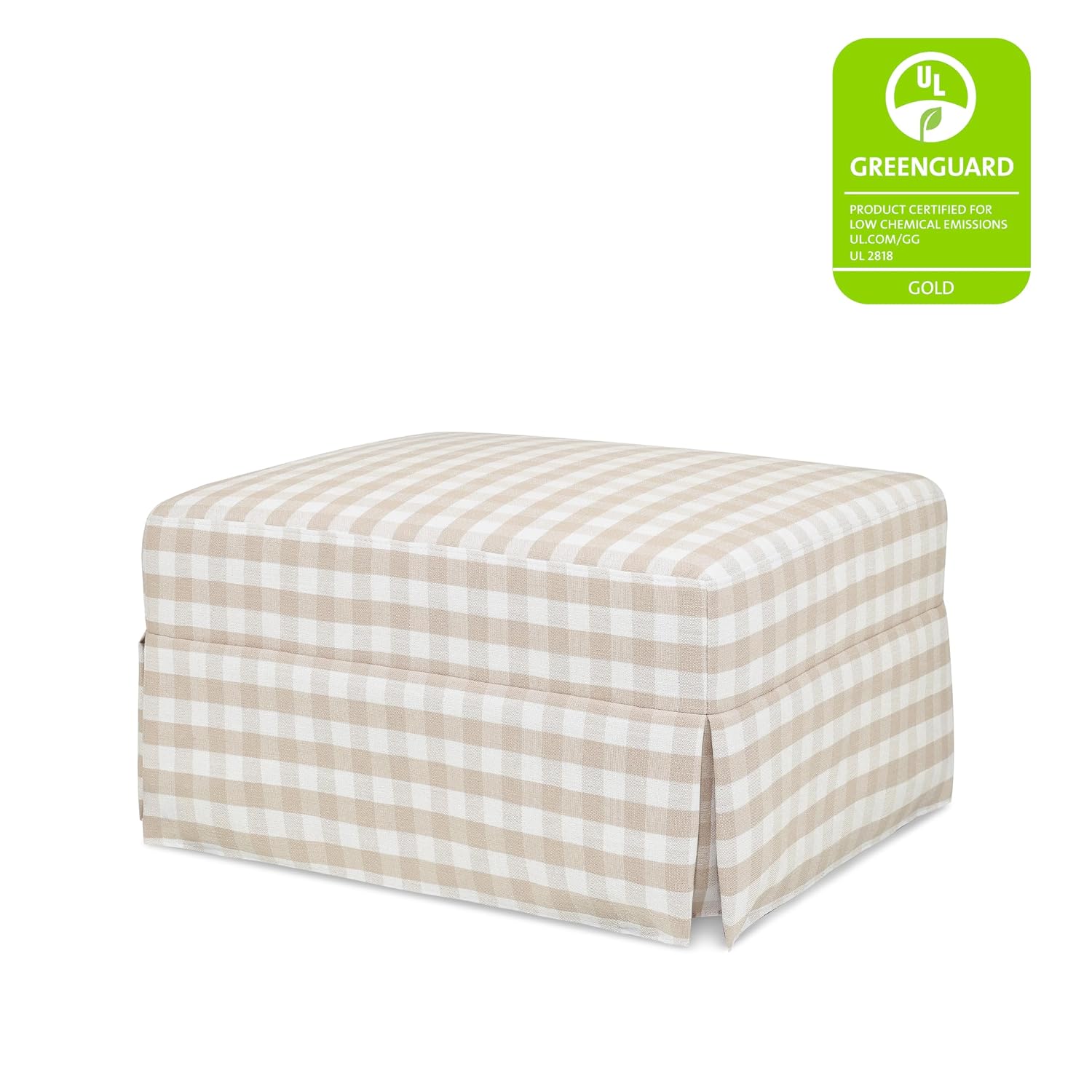 Namesake Crawford Gliding Ottoman in Tan Gingham, Greenguard Gold & CertiPUR-US Certified