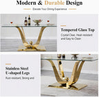 HomVent 70'' Glass Dining Table Set for 4, Modern Rectangle Kitchen Table Set for 4, Glass Dinner Table and Chairs Set for 4 for Living Room,Kitchen