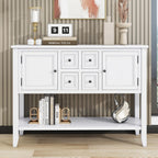 P PURLOVE Console Table Buffet Sideboard Sofa Table with Drawers Cabinets and Bottom Shelf (White)