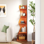 LITTLE TREE Small Corner Shelf, Modern 5-Tier Wall Corner Bookshelf, Stylish Bookcase Storage Rack for Small Space, Living Room, Bedroom