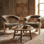 VKNOW Accent Chair Living Room Chairs Set of 2, Modern Upholstered Arm Chair with Solid Wood Legs, Comfy Barrel Accent Chairs for Living Room, Bedroom, Brown