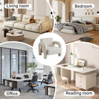 33.5" Modern Accent Chair, Velvet Single Sofa for Living Room,Comfy Arm Chair Leisure Armchair Single Sofa Chair with Curved Arm for Living Room, Apartment,Bedroom,Beige