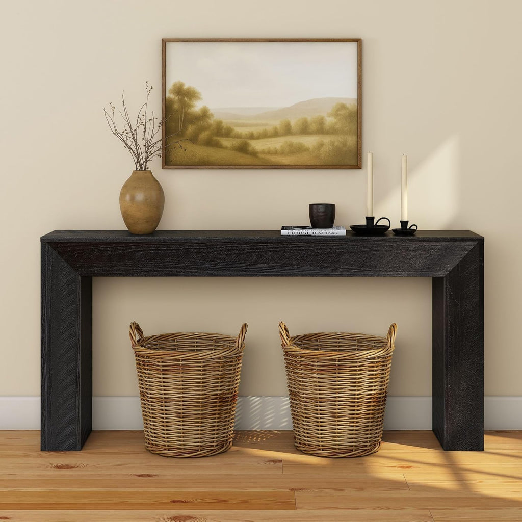 Plank+Beam 66 Inch Camden Console Table - Solid Pine Wood, Easy Assembly for Living Room or Entryway, Rustic Char