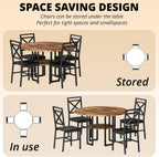 IRONCK Dining Table Set for 4, Round Dining Table and Chairs, Kitchen Table and Chairs for 4, 47 inch Cirecle Dining Room Table with 4 Chairs for Small Space