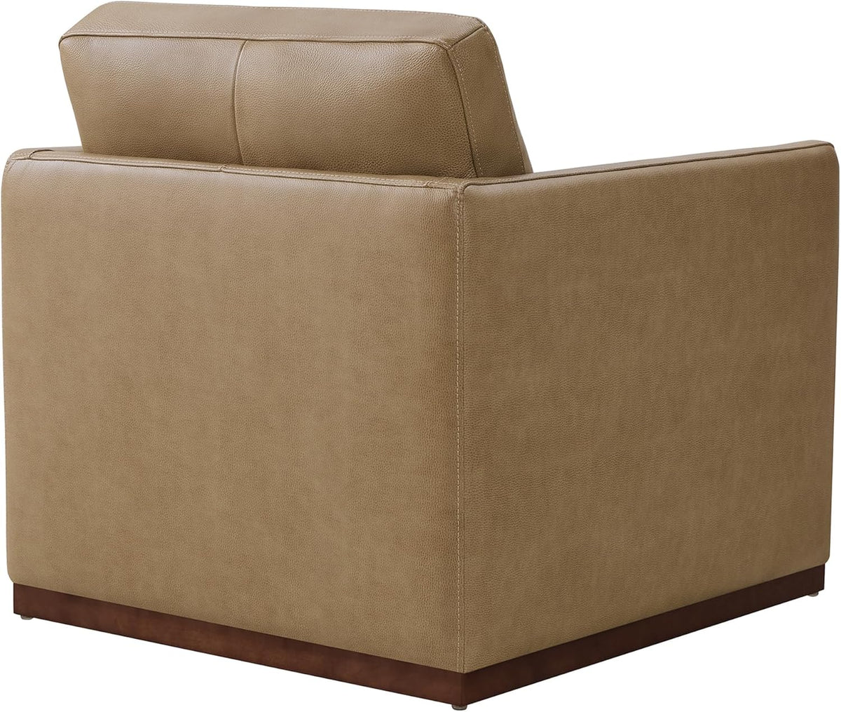 CHITA Genuine Leather Swivel Accent Chair, FSC Certified Mid Century Modern Arm Chair for Living Room and Bedroom, Fully Assembled, Mocha