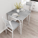 GAOMON 3-Piece Dining Table Set, Sturdy Wooden Square Table and Chair Breakfast Table Set for 2 Person,for Home or Commercial Dining Room,White+ Grey