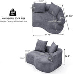 L Shaped Single Sofa, Modern Comfy Chenille Fabric Loveseat Couch, No Assembly Required Small Couch with Deep Seat, 2 Pillows for Living Room, Apartment, Bedroom