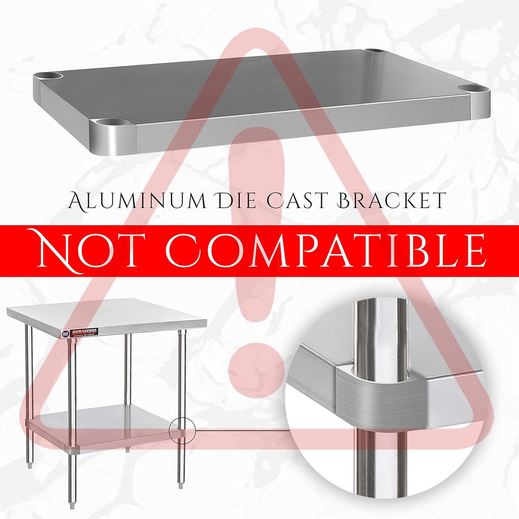DuraSteel Galvanized Under Shelf for Work Tables - Extra Adjustable Lower Shelf for 24" x 48" Stainless Steel and Wooden Worktables - Fits for use in Restaurant, Warehouse, Home, Kitchen, Garage