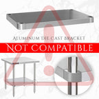 DuraSteel Galvanized Under Shelf for Work Tables - Extra Adjustable Lower Shelf for 24" x 48" Stainless Steel and Wooden Worktables - Fits for use in Restaurant, Warehouse, Home, Kitchen, Garage