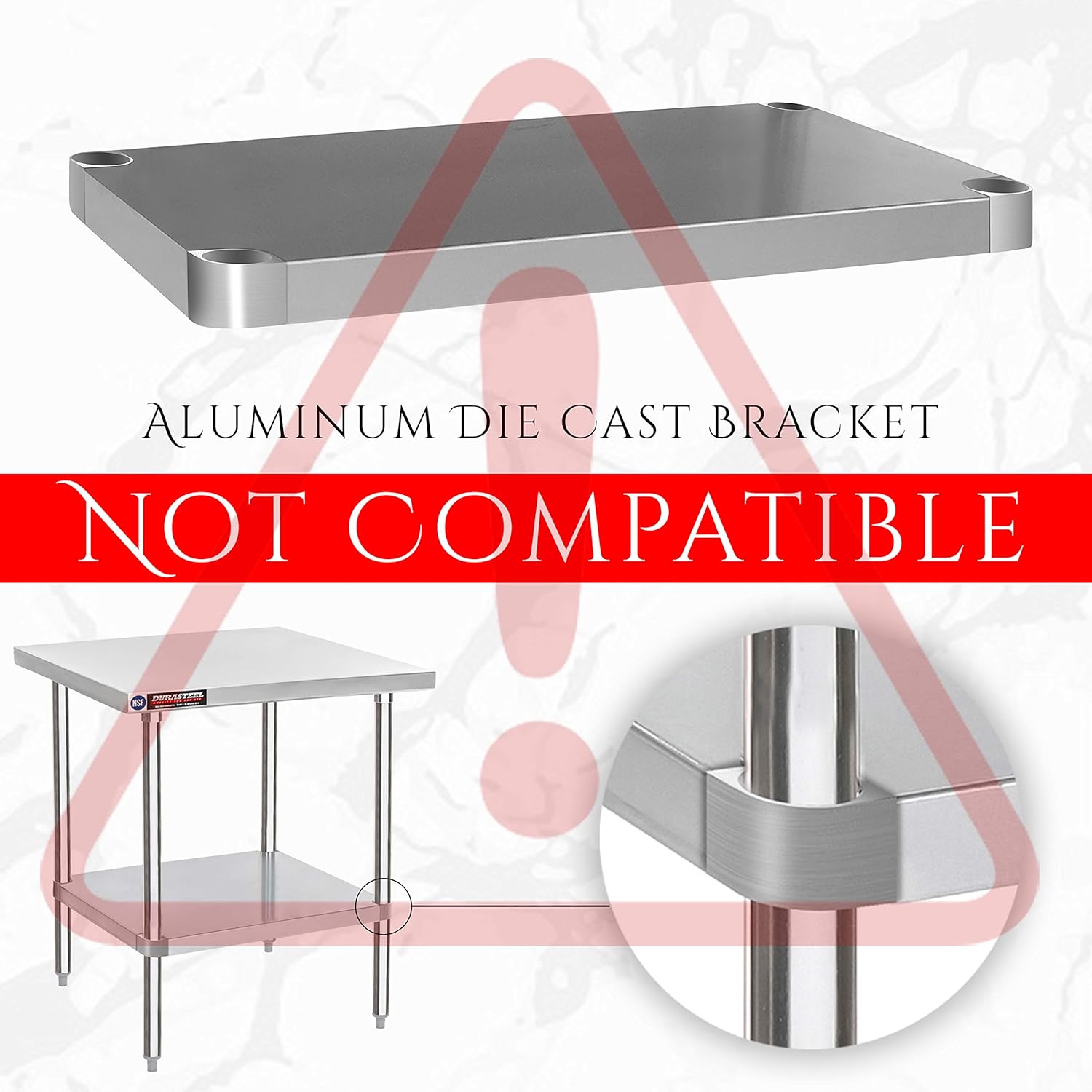 DuraSteel Galvanized Under Shelf for Work Tables - Extra Adjustable Lower Shelf for 24" x 48" Stainless Steel and Wooden Worktables - Fits for use in Restaurant, Warehouse, Home, Kitchen, Garage