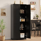 GarveeHome Tall Kitchen Pantry Cabinet, 60 in Storage Cabinet with 2 Doors and Adjustable Shelves, Freestanding Large Utility Storage Cupboard for Dining Room, Bathroom, Living Room, Black