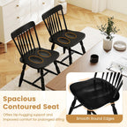 Giantex Black Windsor Dining Chairs Set of 4, Farmhouse Rubber Wood Kitchen Chairs with Turned Legs, Curved Spindle Back & Contoured Sat, Wooden Dining Room Chair for Living Room Restaurant