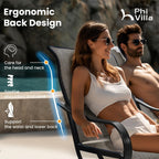 PHI VILLA Patio Swivel Dining Chairs Set of 2, Outdoor Metal Chair with Textilene Mesh Fabric, Patio Chair with Armrest, Black Frame for Patio Deck Garden