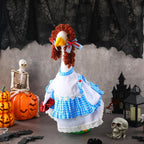 Abbylike Halloween Porch Goose Outfits Blue and White Gingham Wizard Dress Costume Porch Yard Goose Outfits Costume Clothes Fits Large 23'' Cement for Garden Yard Statue Pathway Decorations