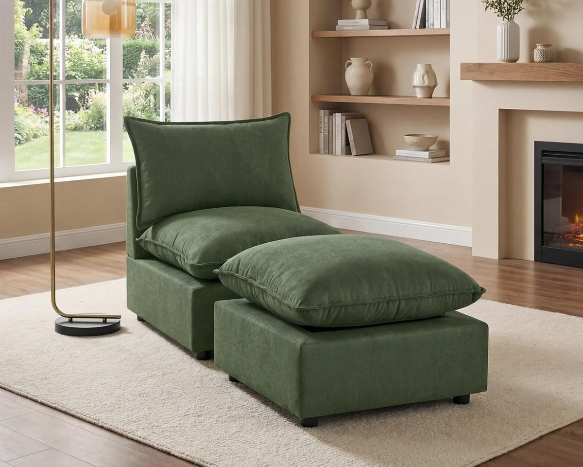 VANOMi Modular Ottoman Stool, Cube Footrest Replacement for Sectional Sofa, Upholstered Ottoman Seat