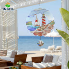 Lighthouse 3D Wind Spinner Kinetic Metal Art Hanging Wind Spinner Outdoor Decoration Ocean Ornaments Decor for Yard and Garden