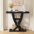 FAVOOSTY Entryway Table, 3 Tier Hallway Table, Console Tables for Living Room, Narrow Entrance Table with Storage, Sofa Table Behind Counch, Accent Table for Entry Foyer, Black