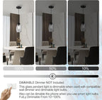 Mini Glass Pendant Light 1-Light 4.72" Handblown Black Seeded Clear Glass Shade,with Matte Black Metal Adjustable Cord Ceiling Light Fixture for Kitchen Island Sink