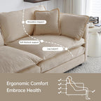 Modular Sectional Sofa, 76.7 Inch I-Shaped Cloud Sofa with Deep Seat Comfortable Chenille Sofa with Cushion Double Sectional Sofa for Living Room Apartment,Light Coffee