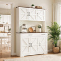 71" Kitchen Pantry Cabinet with Charging Station, Pantry Storage Cabinet Large Kitchen Hutch with Microwave Stand, Coffee Bar Station with Doors and Adjustable Shelves for Kitchen, White