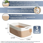 NaturalCozy 13.5”x8.5”x5.5” Storage Baskets for Shelves 3 Pack | Cotton Rope Woven Small Baskets for Organizing | Small Storage Bins for Nursery, Bathroom, Closet, Cube Shelf, Decorative, Gift