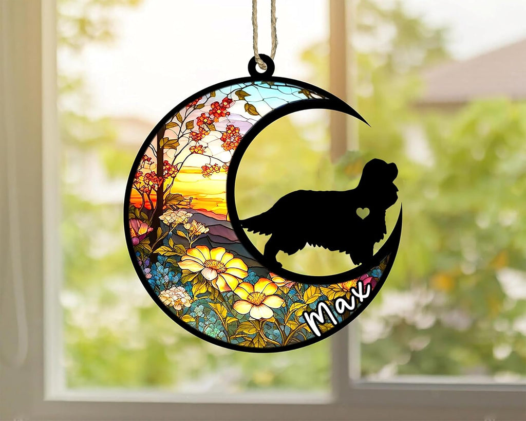 Personalized Dog Memorial, Custom Name Cavalier King Charles Spaniel Dog Christmas Ornament, Custom Breeds, Pet Loss Light Catcher, Gifts for Lovers Loss of Pet Sympathy on Mothers Day Christmas
