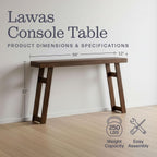 Alaterre Furniture Lawas Solid Wood Console Table, Brown, 56”x12”x32” | Modern Farmhouse Entryway Table, Easy Assembly Living Room Furniture for Behind the Couch, Entryway, or Hallway